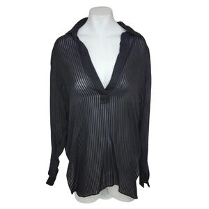 Zara  Bamboo Fibre Sheer Striped Oversized Top